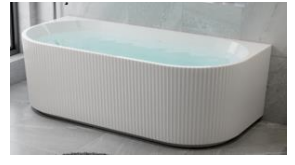 Back to Wall Fluted Bathtub 1500 Matt White Outside / Gloss White Inside