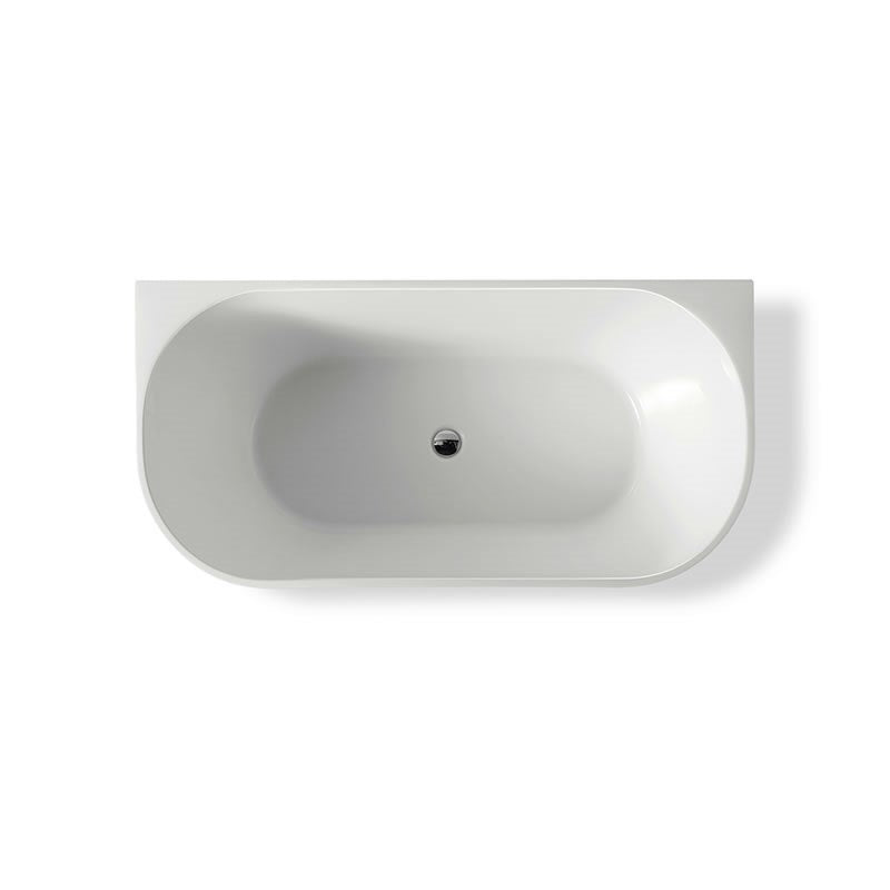 Back to Wall Matte Black & Gloss White Inside Spa Bath with 3 Large & 8 Mini Jets