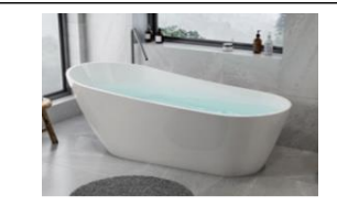 Freestanding Bathtub - Oval Shape - High Back Rest 1700 Gloss White