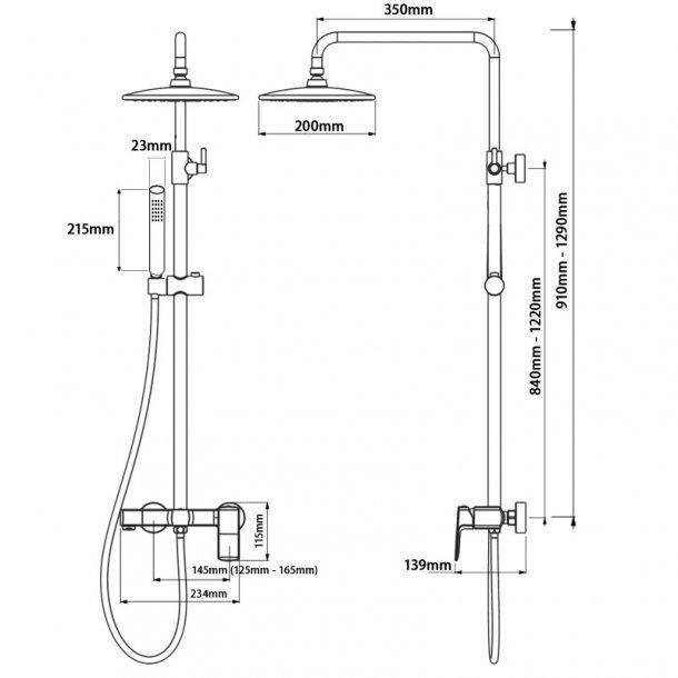 8" Round Brushed Gold Shower Station(Solid BrassStainless Steel,Bottom Water Inlet,Adjustable Height Rail)