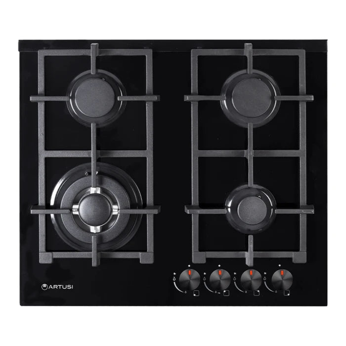 60CM 4 BURNER GAS HOB BLACK GLASS