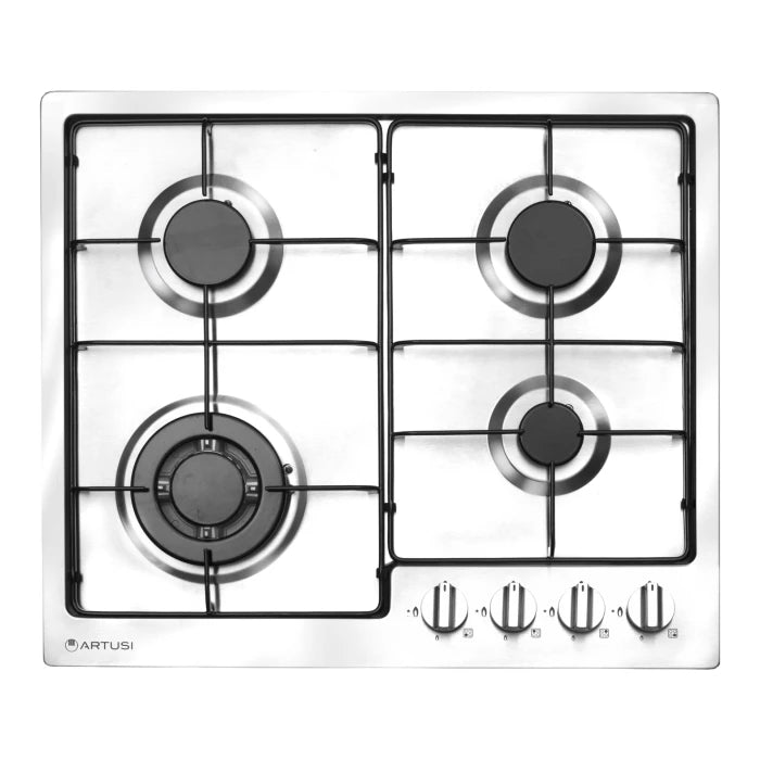 60CM 4 BURNER GAS HOB WITH FLAME FAILURE S/S  ENAMEL TRIVET FLAME