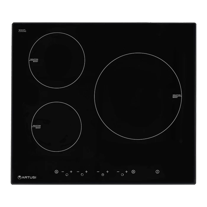 60CM 3 ZONE INDUCTION COOKTOP W/ 1  BOOST FUNCTION BLACK TRIM