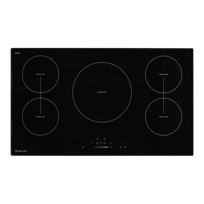 90CM 5 ZONE INDUCTION COOKTOP W/ BOOST FUNCTIONS BLACK TRIM