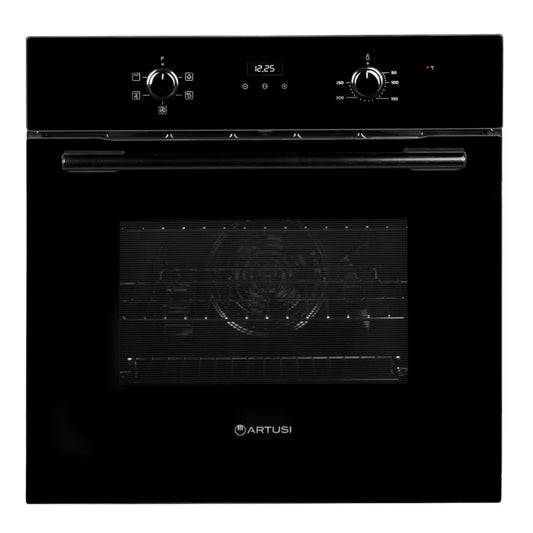 60CM BUILT IN ELECTRIC OVEN WITH CLOCK BLACK