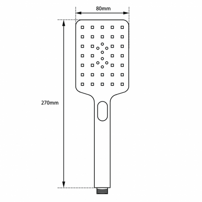 Square 3 Functions Chrome Rainfall Hand Held Shower Head