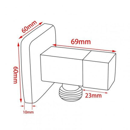 Bathroom Square 14 Turn Washing Machine Stop Tap (one piece)