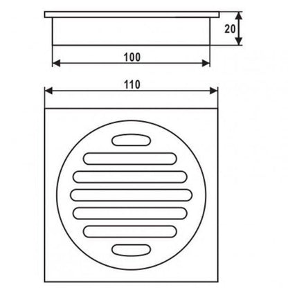 110*110mm Square Chrome Brass Floor Waste Shower Grate Drain(100mm Outlet)