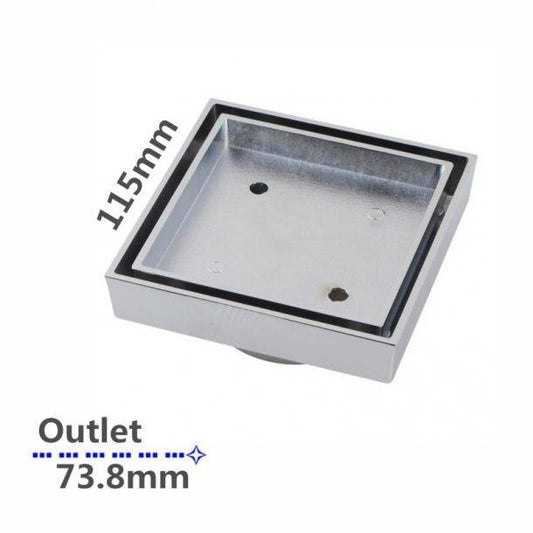 115*115mm Chrome Smart Tile Insert Floor Waste Shower Grate Drain(73.8mm Outlet)