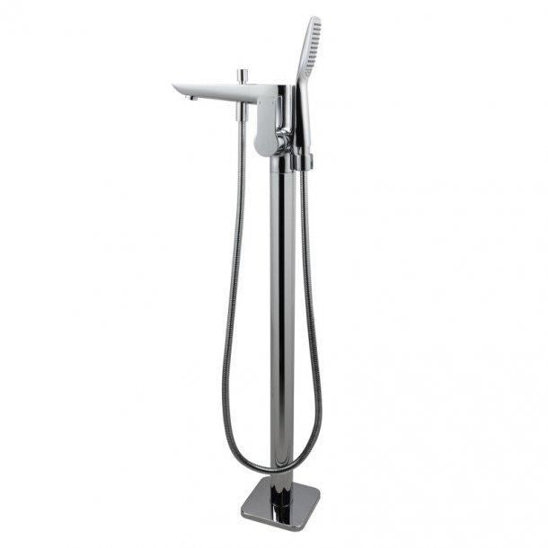 Chrome Floor Standing Mixer With Diverter & Handheld Shower(Brass)