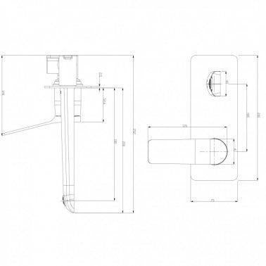 Square Chrome Wall Mixer with Spout