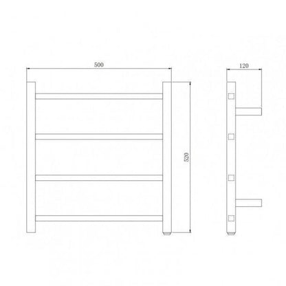 Square Chrome Electric Heated Towel Rack 4 Bars