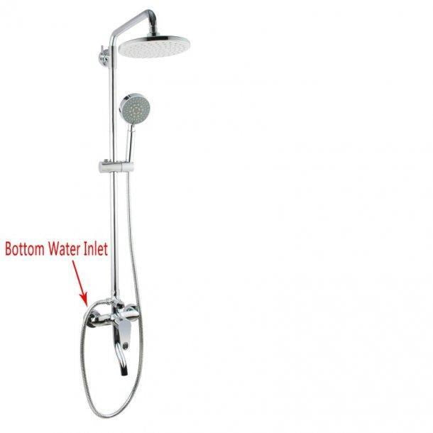 DISCONTINUE 8'' Round Chrome Shower Station Bottom Inlet