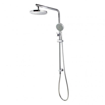8 inch 200mm Right Angle Round Chrome Twin Shower Station Top Inlet with 3 Functions Handheld