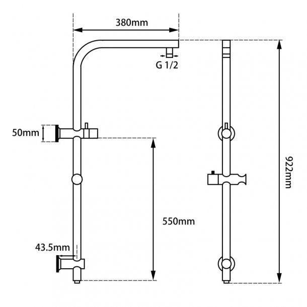 8 inch 200mm Right Angle Round Chrome Twin Shower Station Top Inlet with 3 Functions Handheld