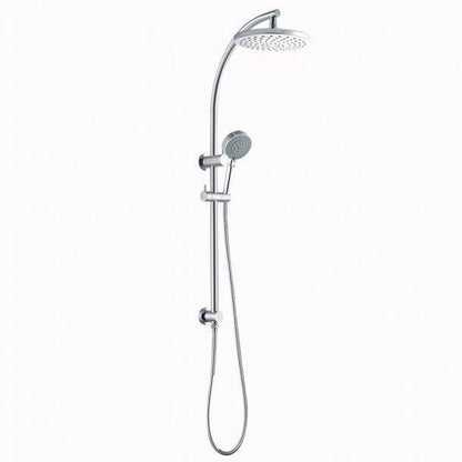 8 inch 200mm Round Chrome Twin Shower Station Top Water Inlet with 5 Functions Handheld