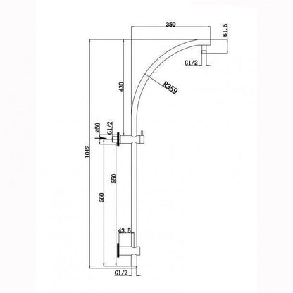 8 inch 200mm Round Chrome Twin Shower Station Top Water Inlet with 5 Functions Handheld