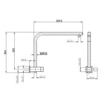 8'' Square Chrome Shower Station Top Water Inlet