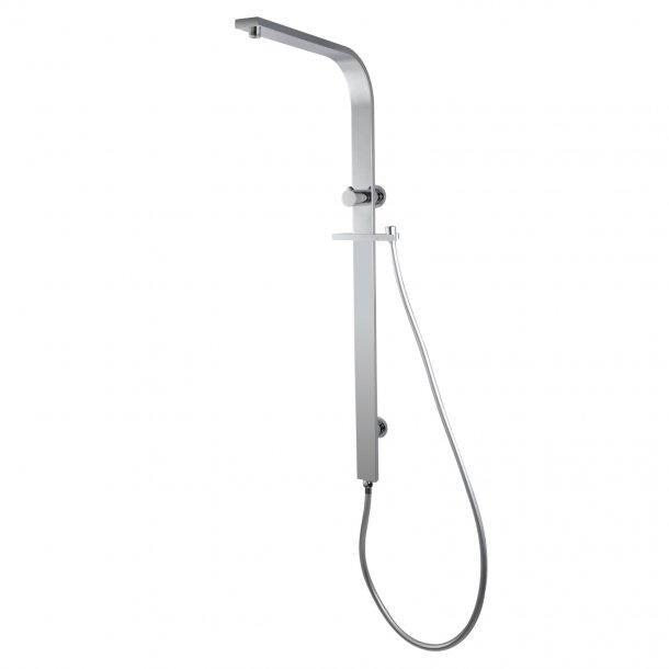 Chrome Square Shower Station without Shower Head and Handheld Shower(Wide Rail)