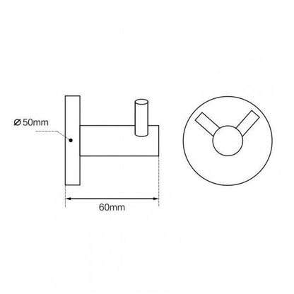 Round Chrome 304 Stainless Steel Double Wall Hook