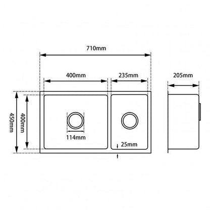 1.2mm Handmade Round Corners Double Bowls TopUndermountFlush Mount Kitchen Sink 715*450*200mm