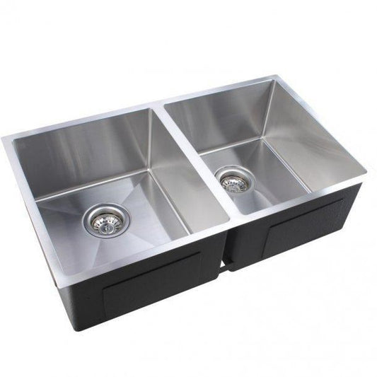 1.2mm Handmade Double Bowls TopUndermount KitchenLaundry Sink 770*450*215mm