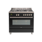 90cm Freestanding Cooker,8 function Electric Oven,5 Burner Gas cooktop WOK On Left,Large 109ltr gross capacity LED Clock bottom storage