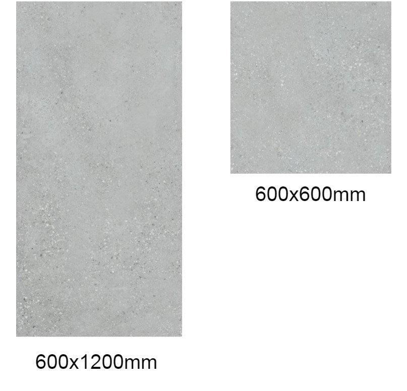 600x600 Porcelain Tiles - Matt Grey Terrazo