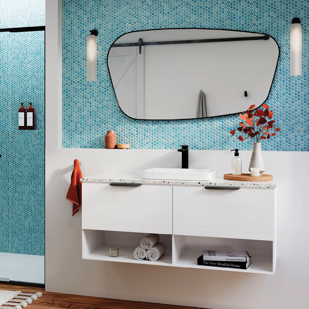 Capriccio Matte Black Asymmetrical Framed Mirror