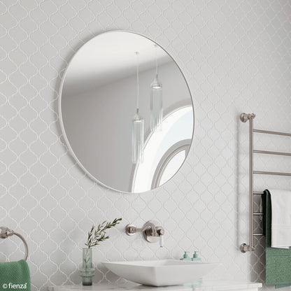 REBA Round Framed Mirror Matte White 800mm