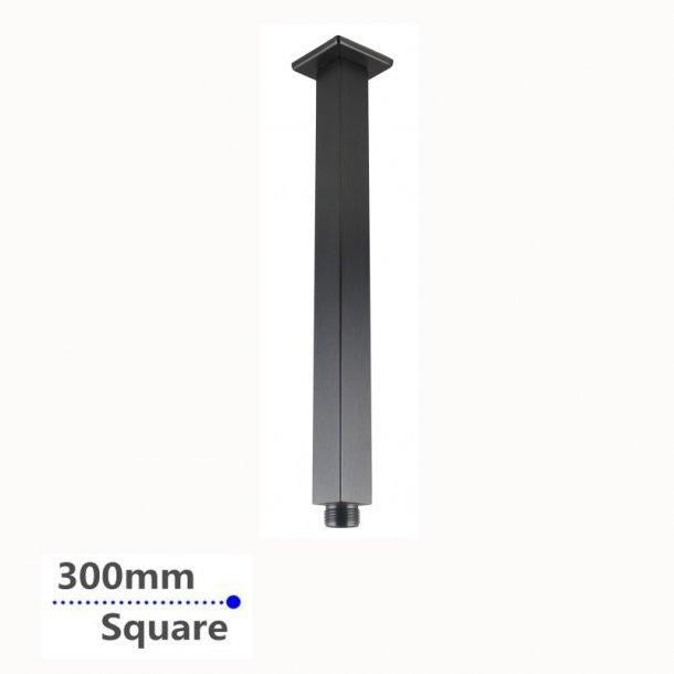 300mm Square Gun Metal Grey Ceiling Shower Arm