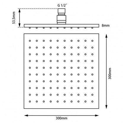 Square Gun Metal Grey Brass Rainfall Shower Head 250mm