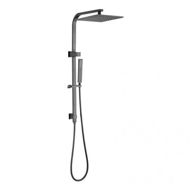 Square Gun Metal Grey Shower Station without Shower Head and Handheld Shower