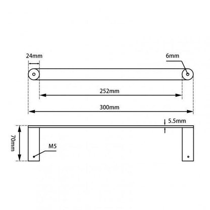 Gun Metal Grey Single Towel Rail 300mm