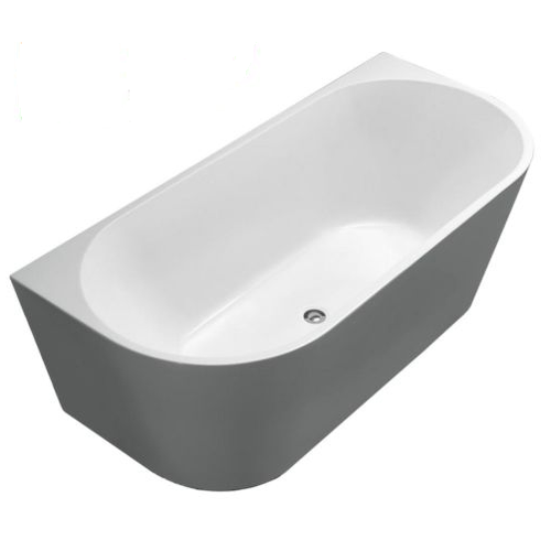 Back to Wall Matte Black & Gloss White Inside Spa Bath with 3 Large & 8 Mini Jets