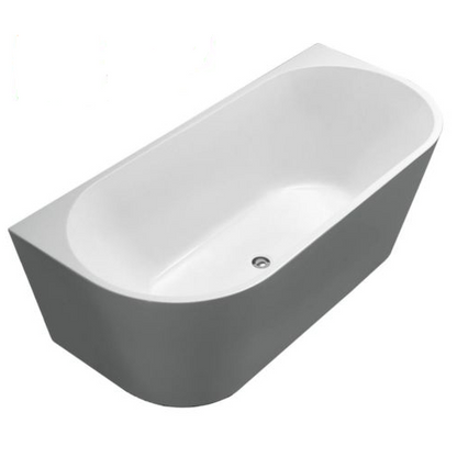Back to Wall Matte Black & Gloss White Inside Spa Bath with 3 Large & 8 Mini Jets