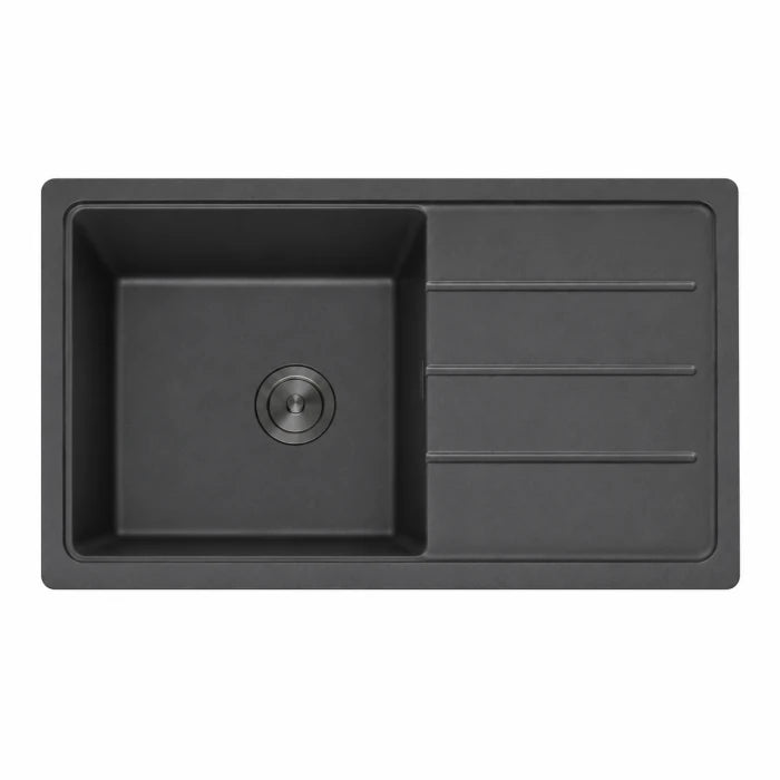 Black Granite Kitchen Sink with Side Drainer 1000 x 500 x 220mm