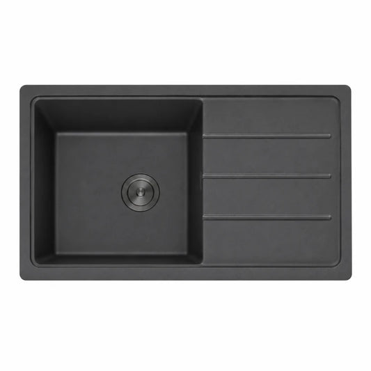 Black Granite Kitchen Sink with Side Drainer 1000 x 500 x 220mm