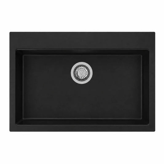 Black Granite Single Bowl Sink with Tap Hole 790 x 510 x 220mm