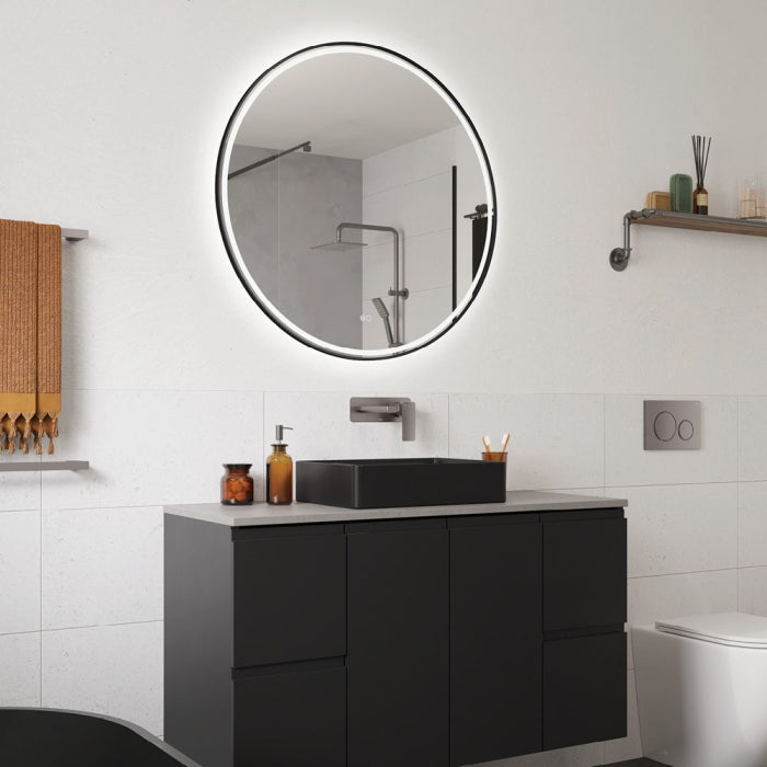 Reba LED Matte Black Framed Mirror, 700mm