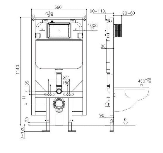 R&T Wall Hung Concealed Cistern