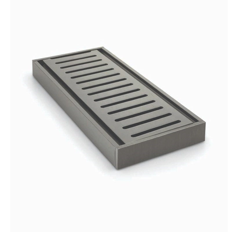 ALUMINIUM SLIMLINE FLOOR GRATE GUN METAL  100x21mm