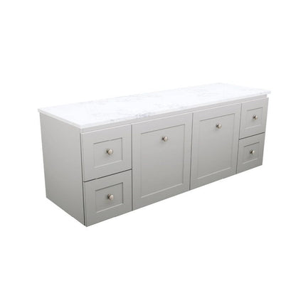Newport Door & Drawer 1500 Double Bowl Wall-Hung Vanity, Stone Top