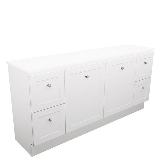Newport Door & Drawer 1800 Double Bowl Floor Standing Vanity, Stone Top