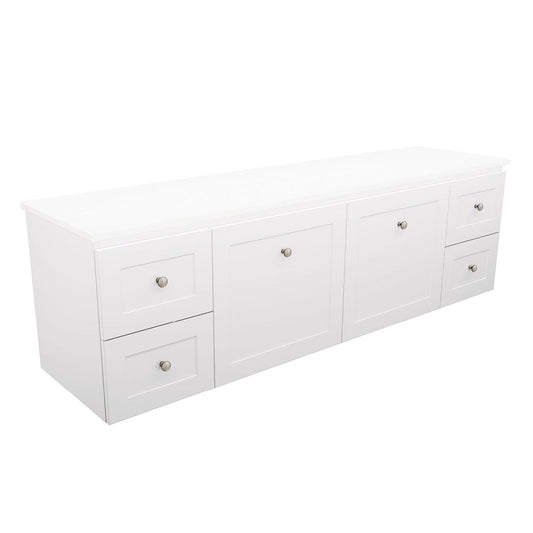Newport Door & Drawer 1800 Double Bowl Wall-Hung Vanity, Stone Top