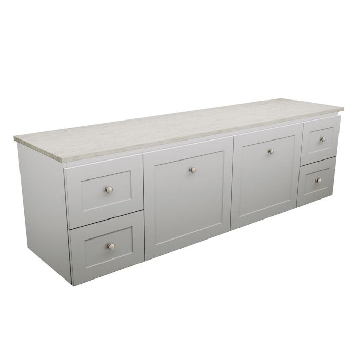 Newport Door & Drawer 1800 Double Bowl Wall-Hung Vanity, Stone Top