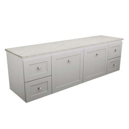 Newport Door & Drawer 1800 Double Bowl Wall-Hung Vanity, Stone Top