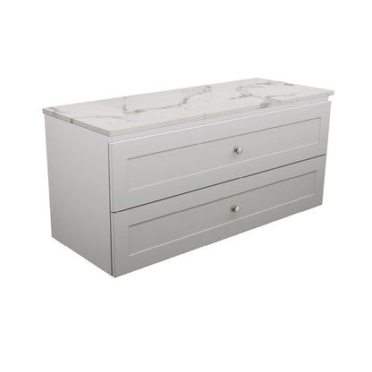 Newport All Drawer 1200 Double Bowl Wall-Hung Vanity, Premium Stone Top