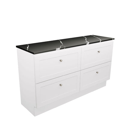 Newport All Drawer 1500 Double Bowl Floor Standing Vanity, Premium Stone Top