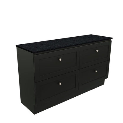 Newport All Drawer 1500 Double Bowl Floor Standing Vanity, Stone Top